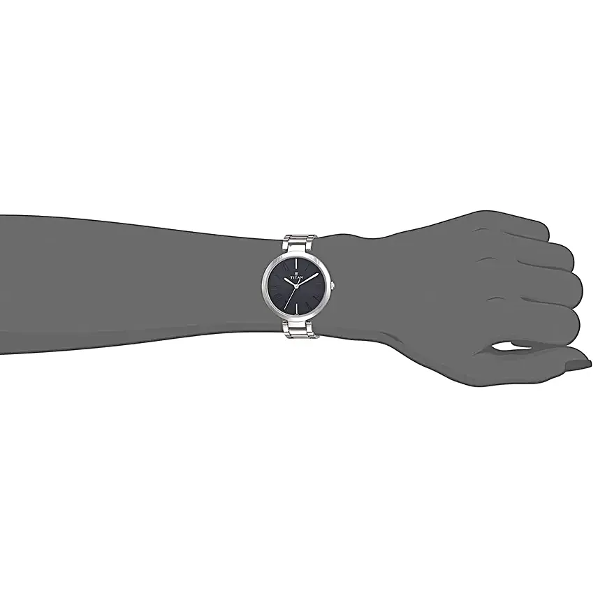 Titan Analog Black Dial And Silver Strap Womens Watch