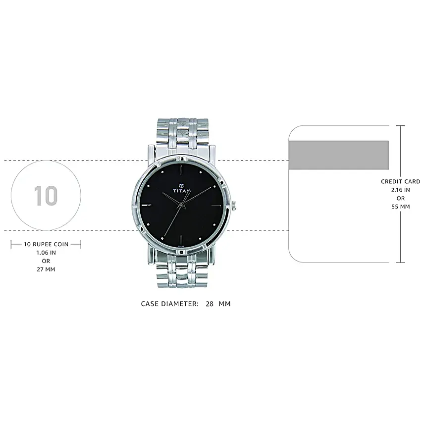 Titan Analog Black Dial And Steel Strap Mens Watch