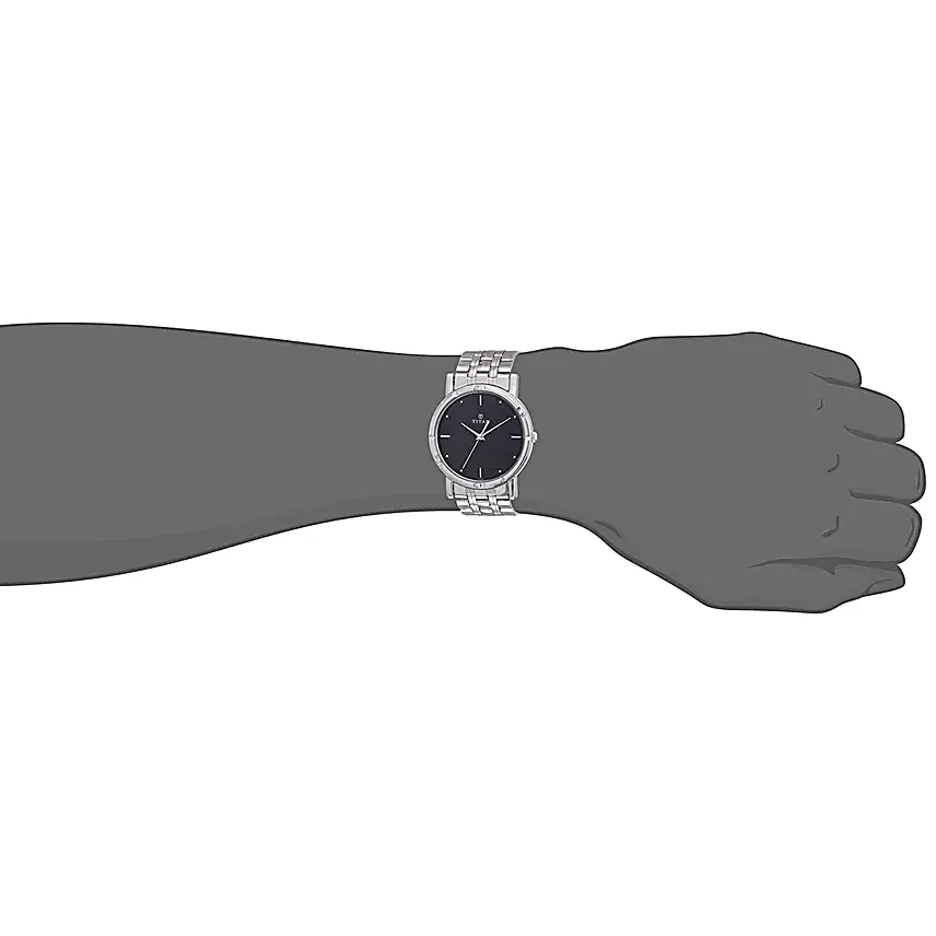 Titan Analog Black Dial And Steel Strap Mens Watch