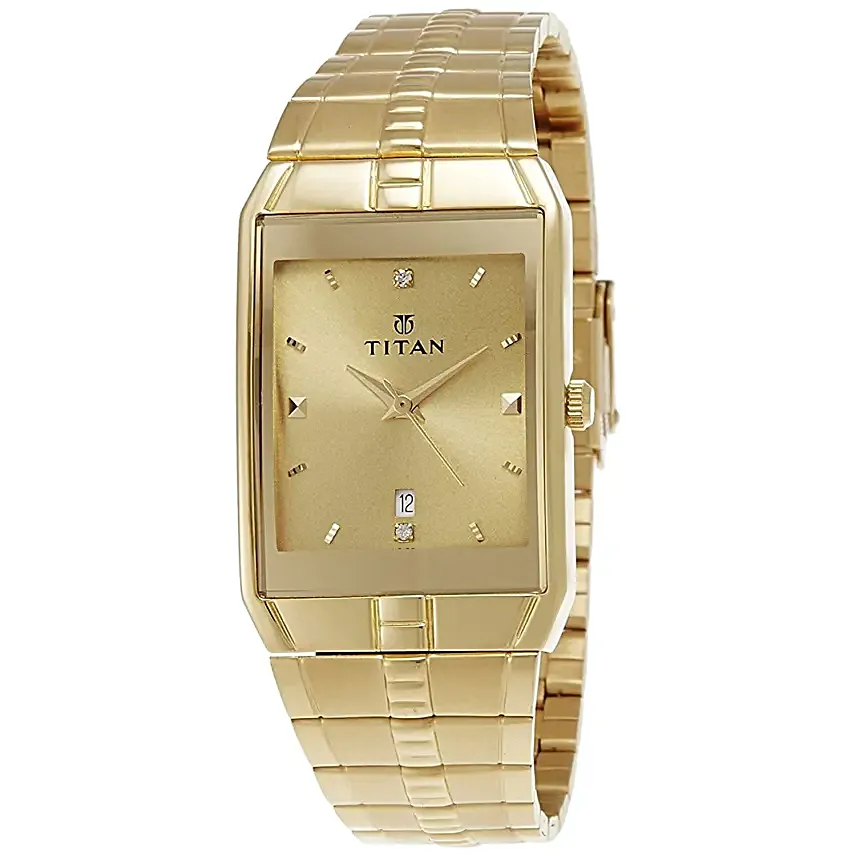 Titan Analog Golden Dial And Strap Mens Watch