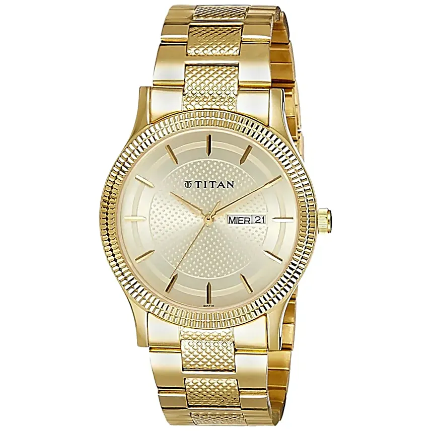 Titan Analog Metallic Golden Strap Mens Watch