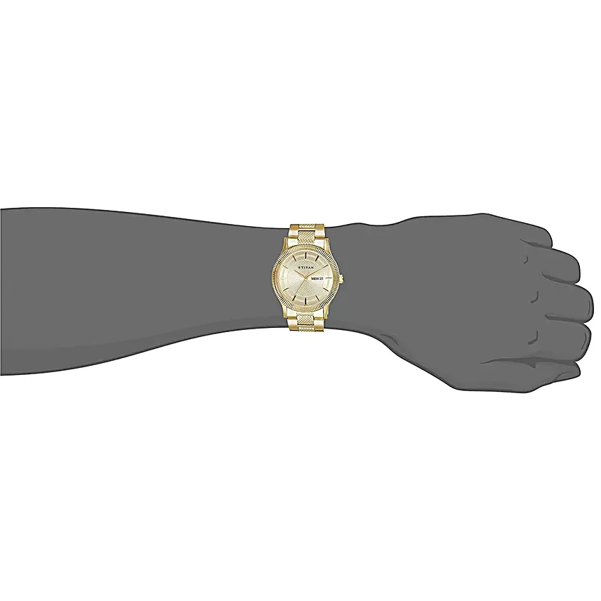 Titan Analog Metallic Golden Strap Mens Watch