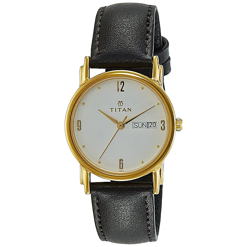 Titan Analog White And Golden Dial Mens Watch