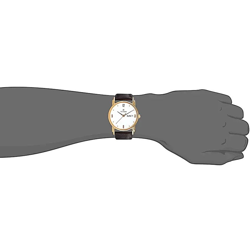 Titan Analog White And Golden Dial Mens Watch