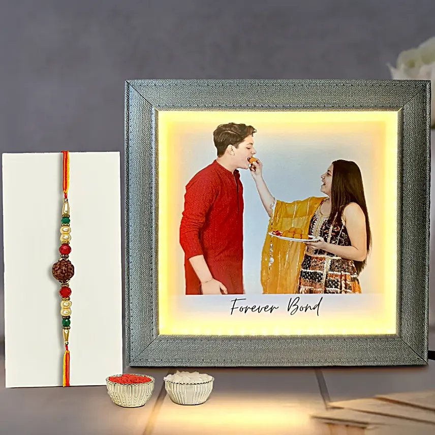 Glow Frame Photo Lamp N Rudrakash Rakhi Gift
