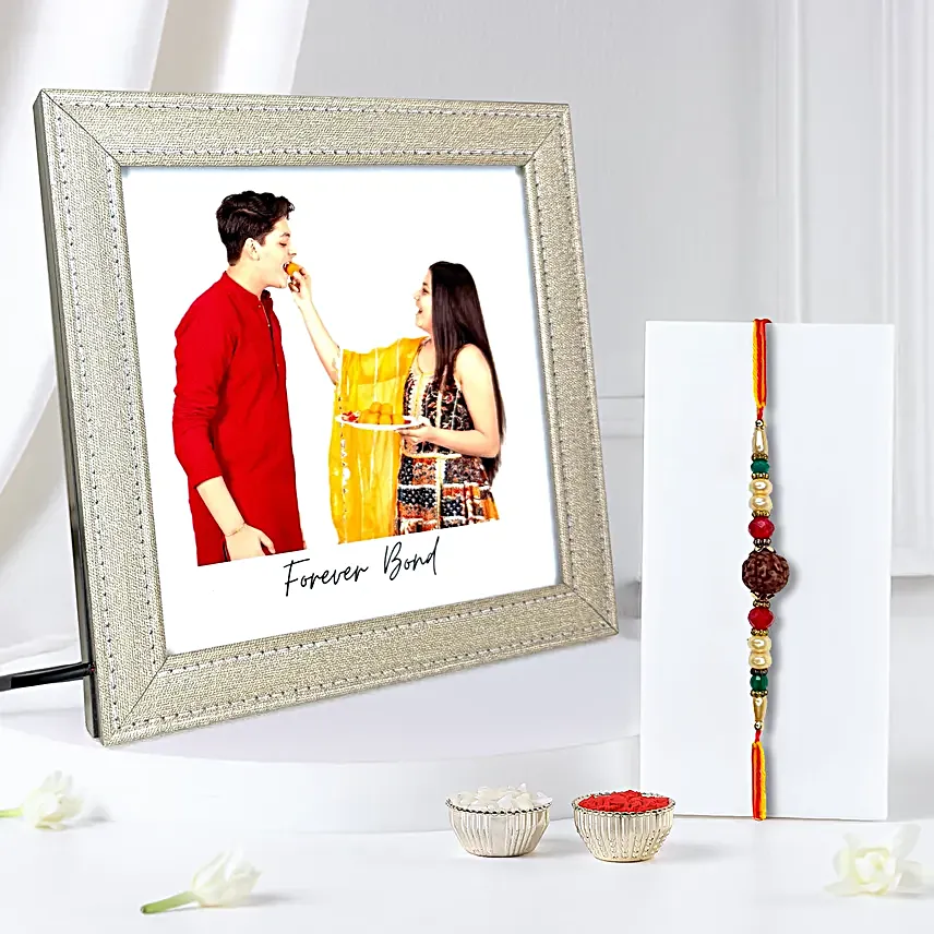 Glow Frame Photo Lamp N Rudrakash Rakhi Gift