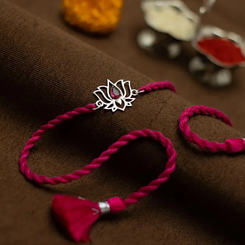 Eternal Bloom Lotus Silver Rakhi