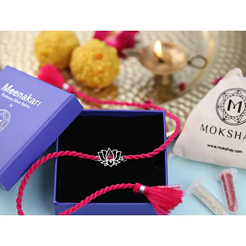 Eternal Bloom Lotus Silver Rakhi