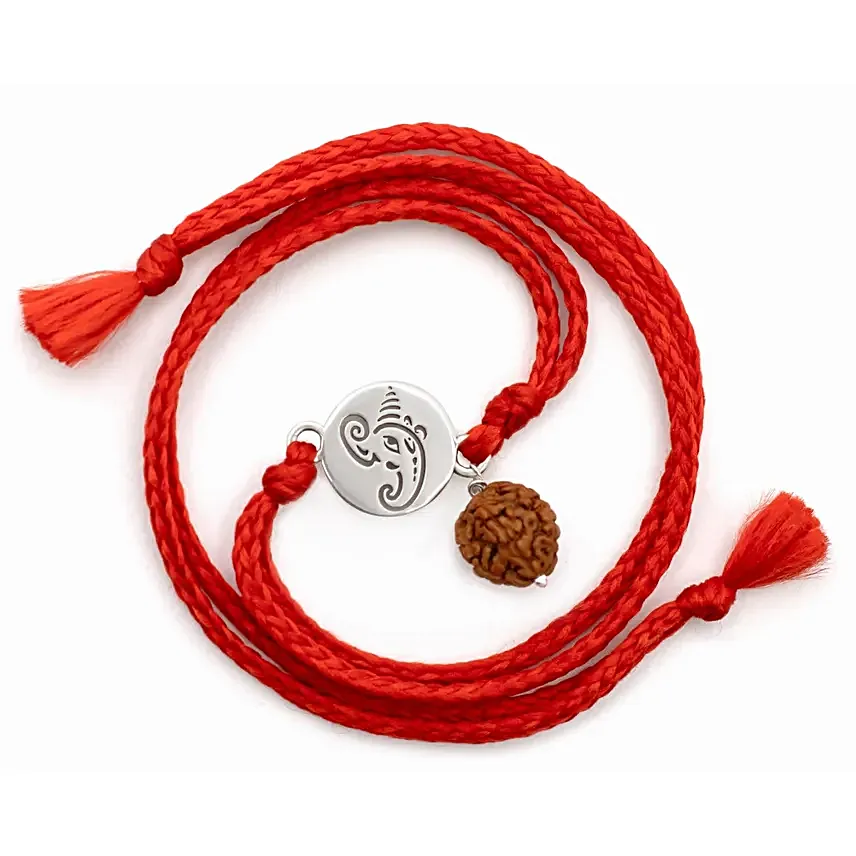Ganesha Blessings Silver Rudraksha Rakhi