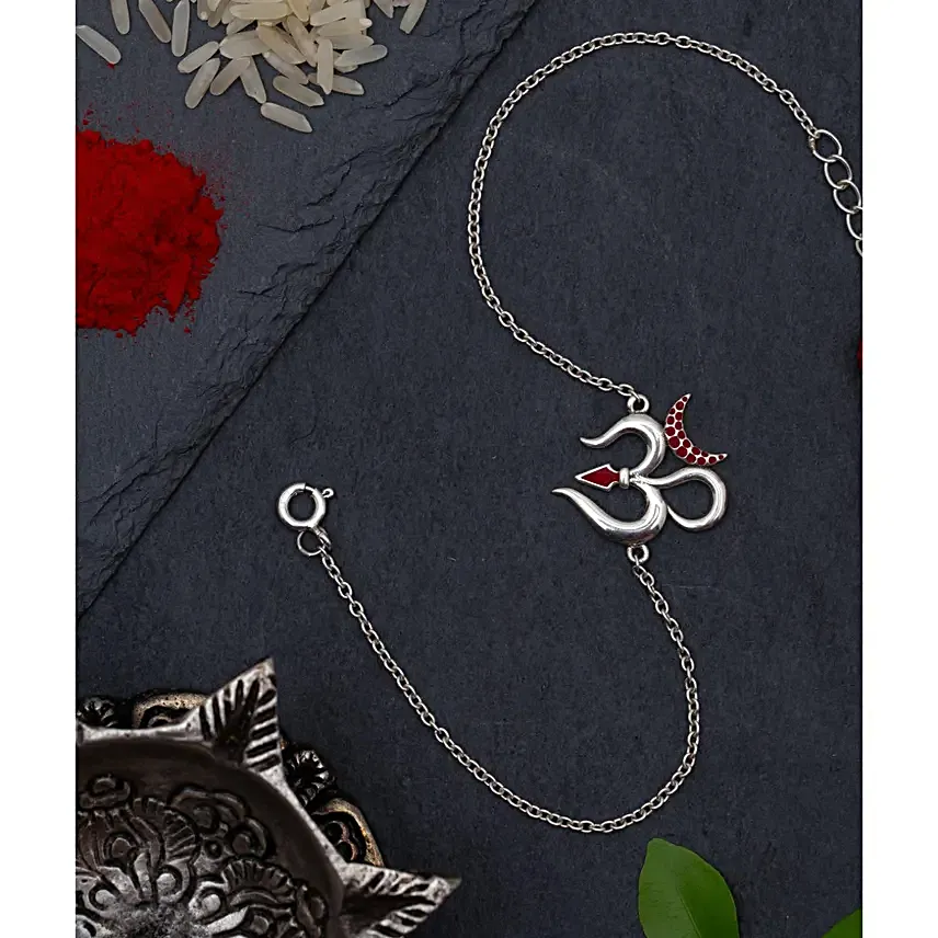 Sacred Link Silver Om Bracelet Rakhi