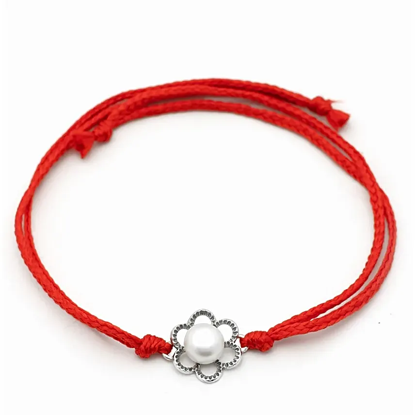Timeless Bloom Silver Pearl Rakhi