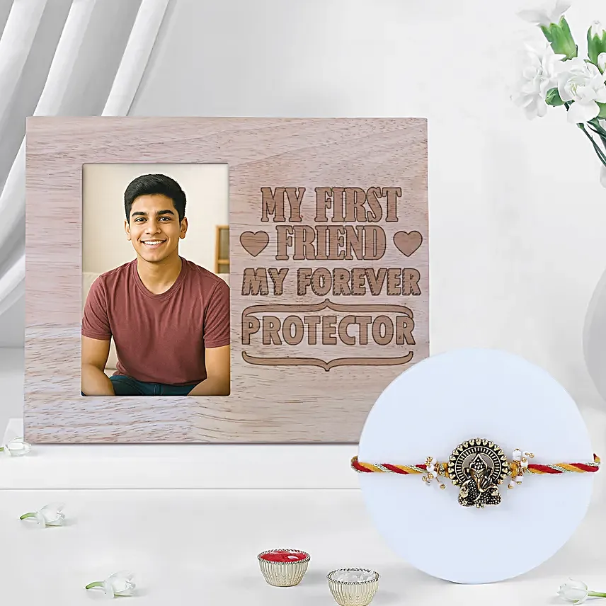Divine Ganesha Rakhi N Photo Frame Gift