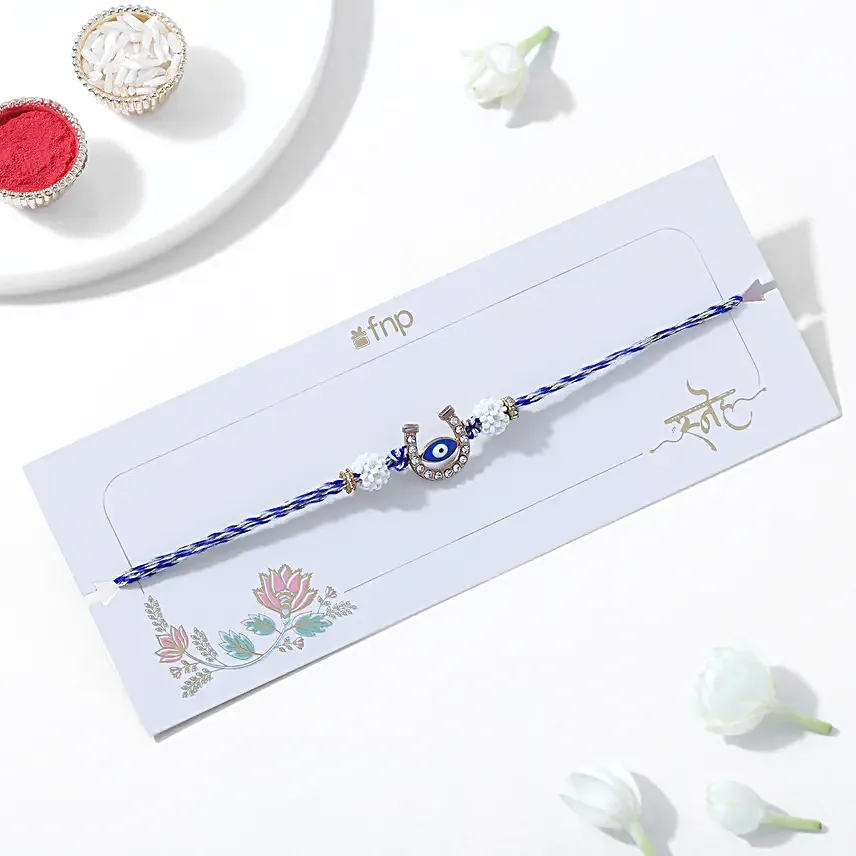 Minimalistic Evil Eye Rakhi N Personalised Bottle