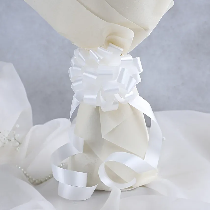 12 White Carnations - Bunch of 12 White Carnations in white paper packing.
