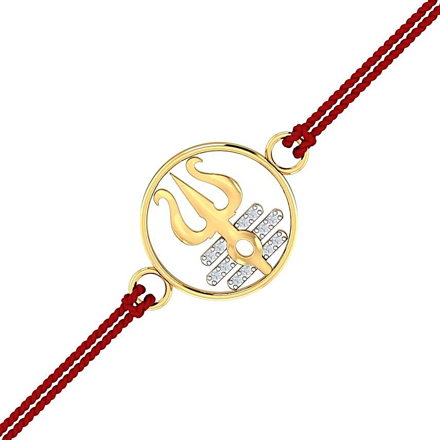 18K Diamond Trishul Tripundra Rakhi