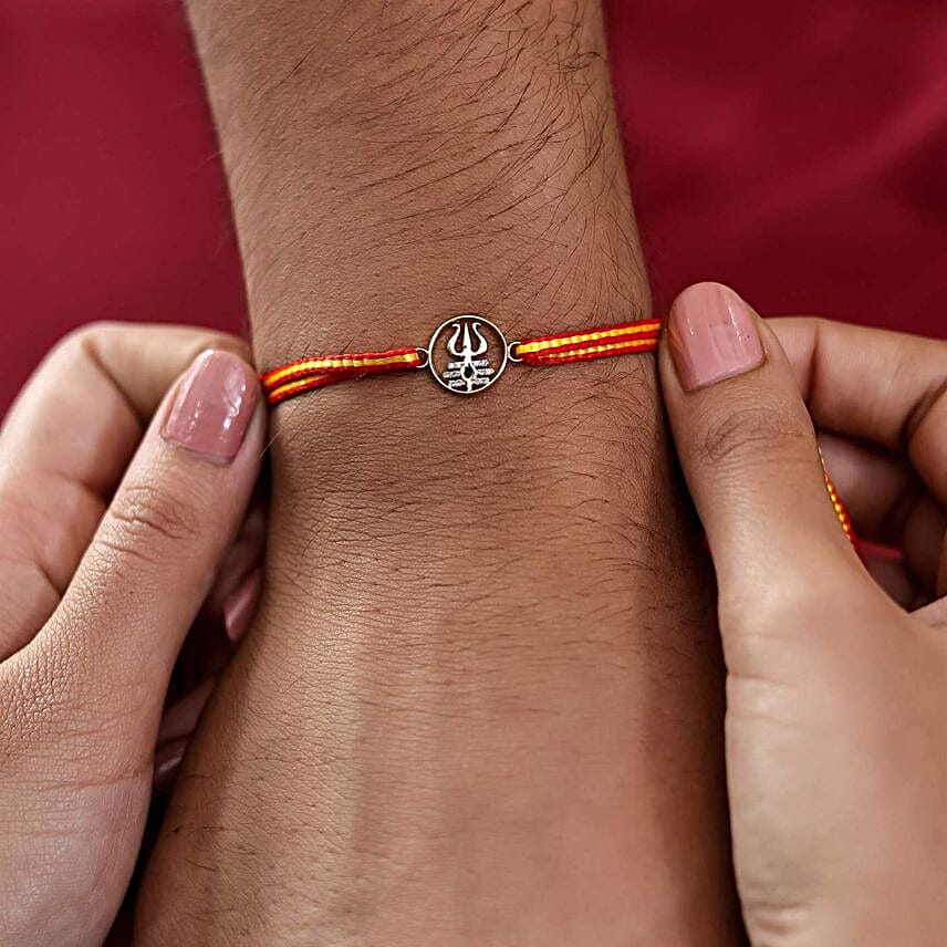 18K Diamond Trishul Tripundra Rakhi