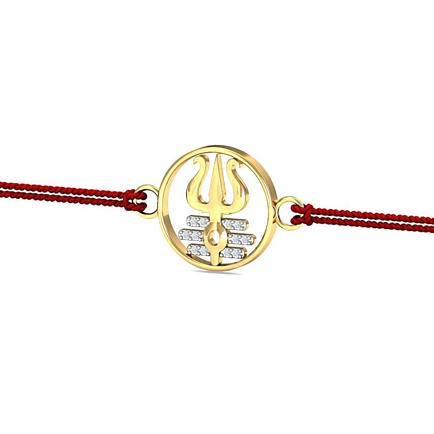 18K Diamond Trishul Tripundra Rakhi