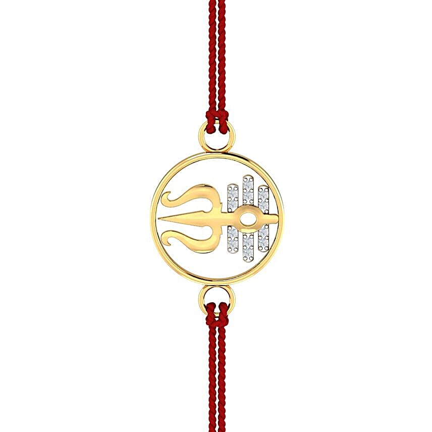 18K Diamond Trishul Tripundra Rakhi