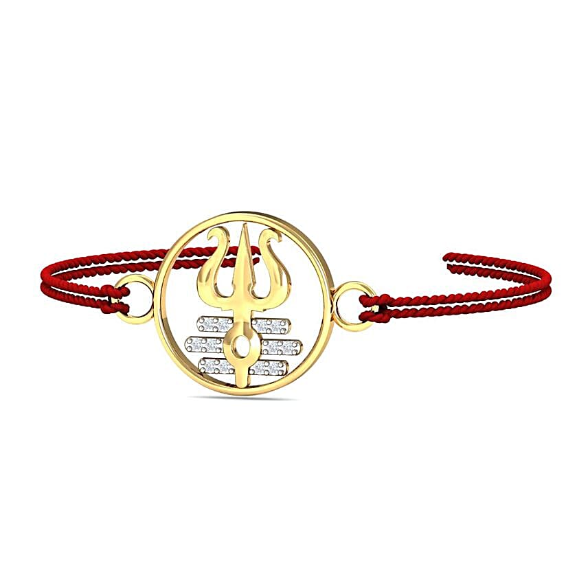 18K Diamond Trishul Tripundra Rakhi