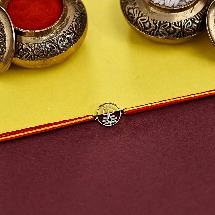 18K Diamond Trishul Tripundra Rakhi