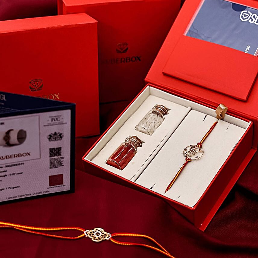 18K Diamond Trishul Tripundra Rakhi