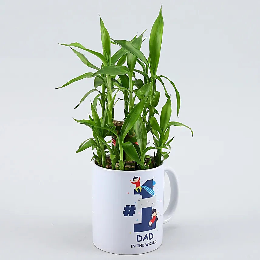 2 Layer Bamboo Plant In No. 1 Dad Ceramic Mug