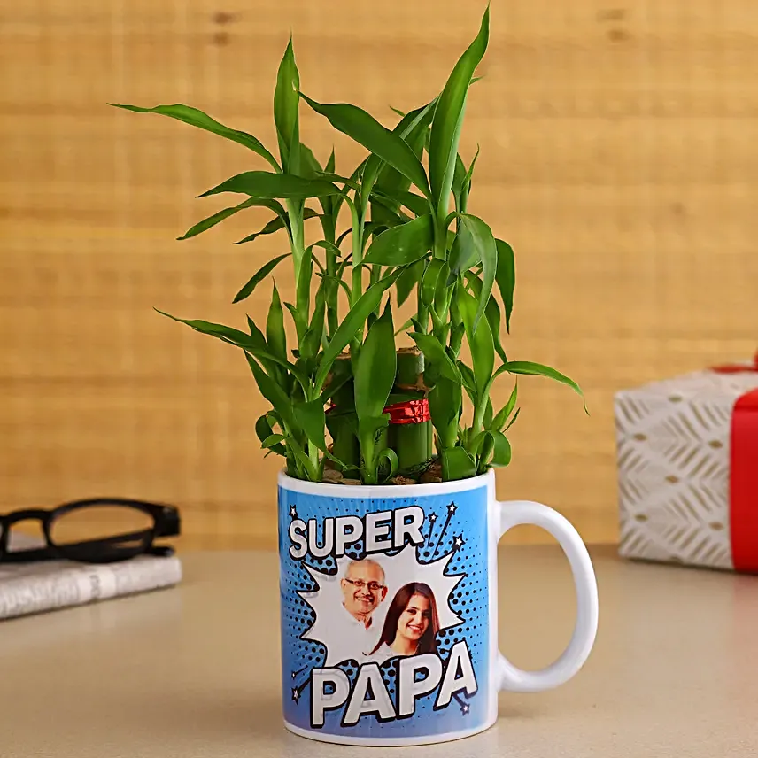 2 Layer Bamboo Plant In Super Dad Ceramic Mug