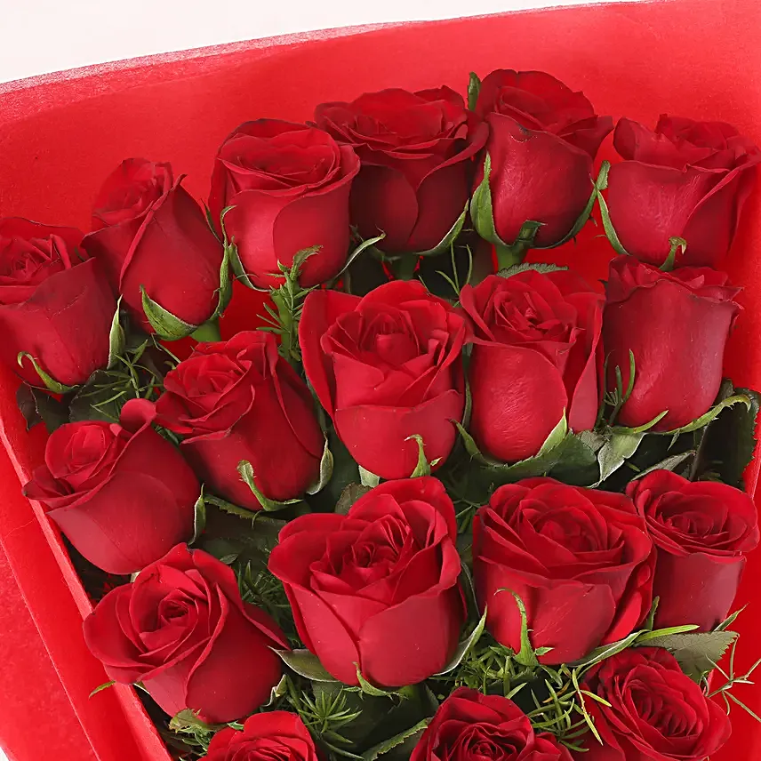 21 Red Roses Bouquet & Pineapple Cake Combo