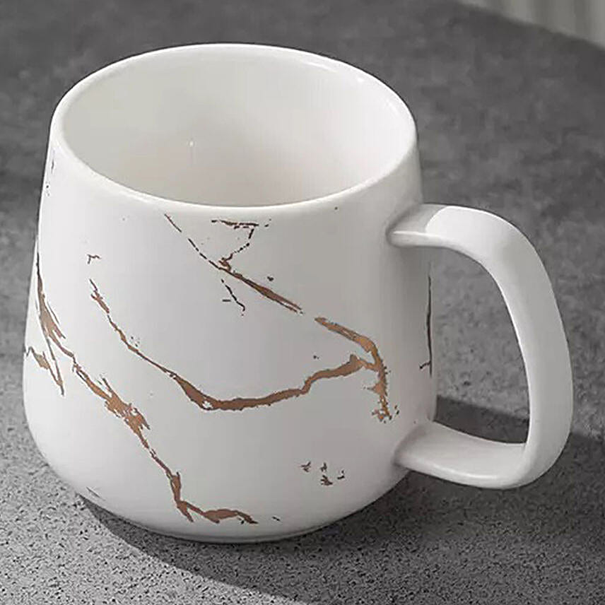 3D Ceramic White Matte Marble Coffee Mug