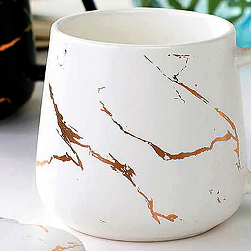 3D Ceramic White Matte Marble Coffee Mug