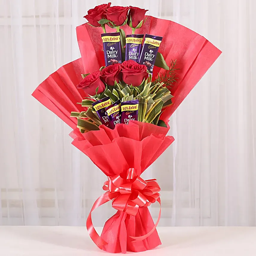 Red Roses and Chocolate Arrangement