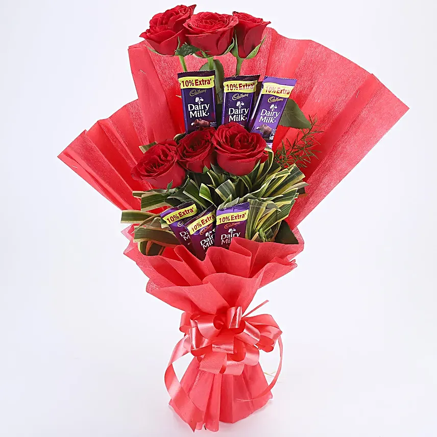 Red Roses and Chocolate Arrangement