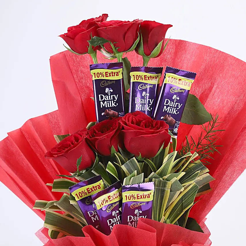Red Roses and Chocolate Arrangement