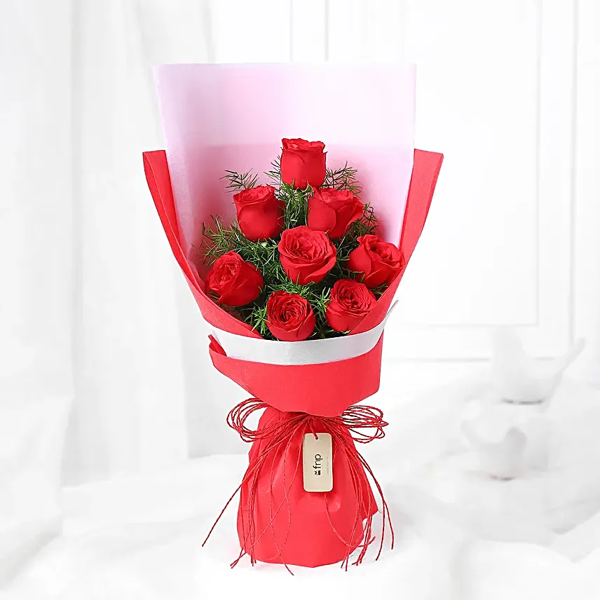 Red Roses Bouquet With Choco Cake Combo