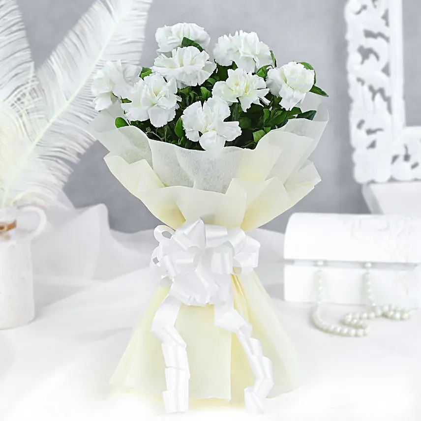 Online White Carnations Bouquet