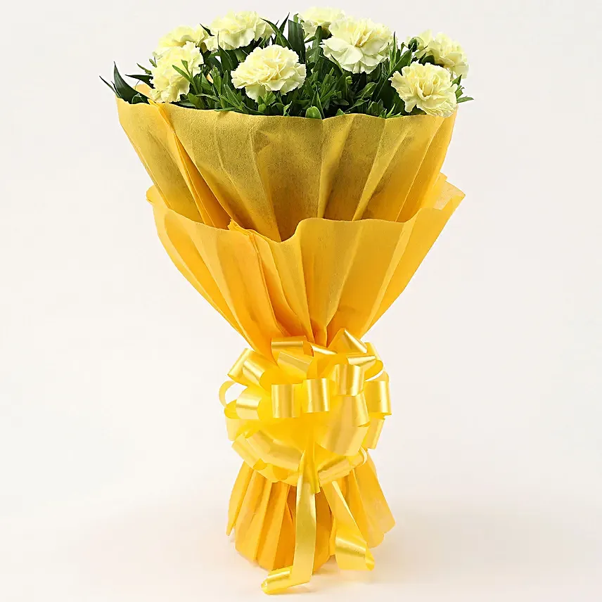 Online Carnations Bouquet- Yellow