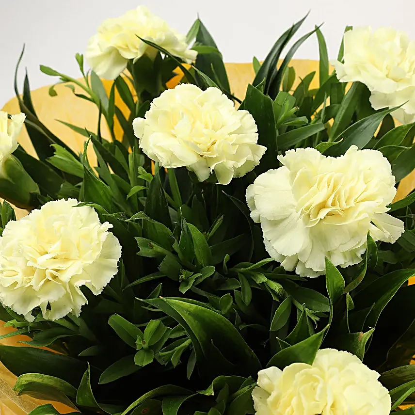 Online Carnations Bouquet- Yellow