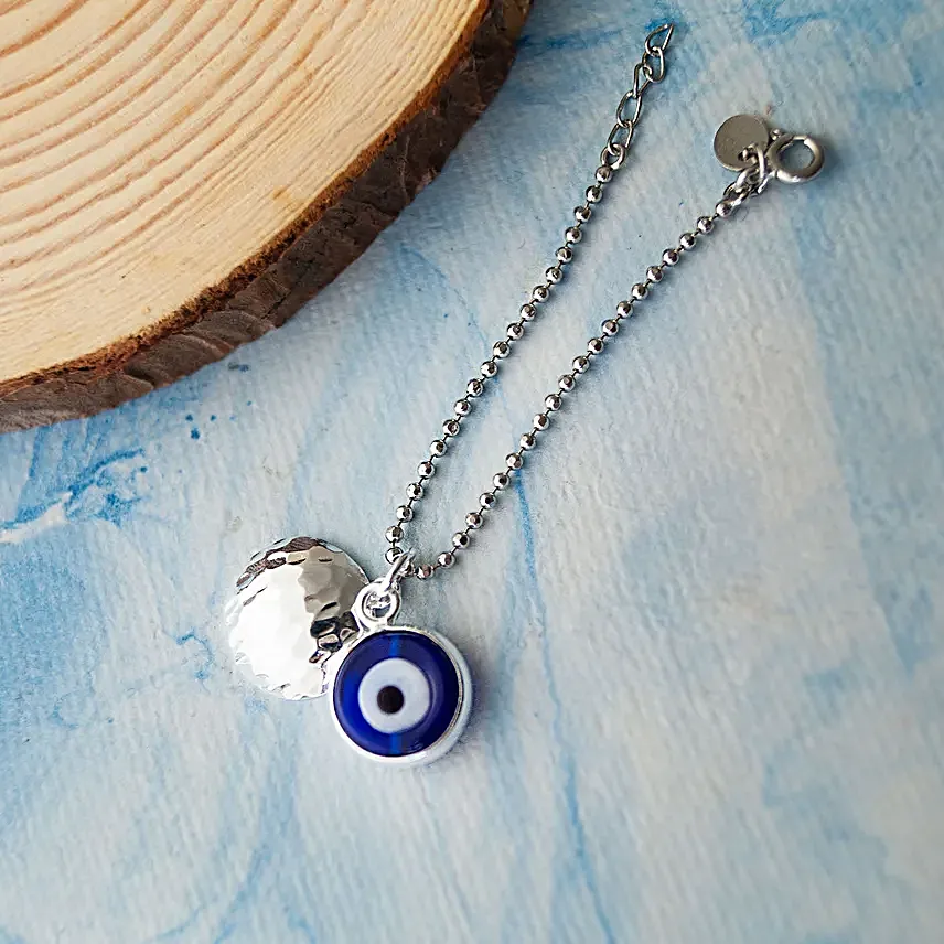 925 Silver Evil Eye Silver Bhaiya Bhabhi Rakhi Combo
