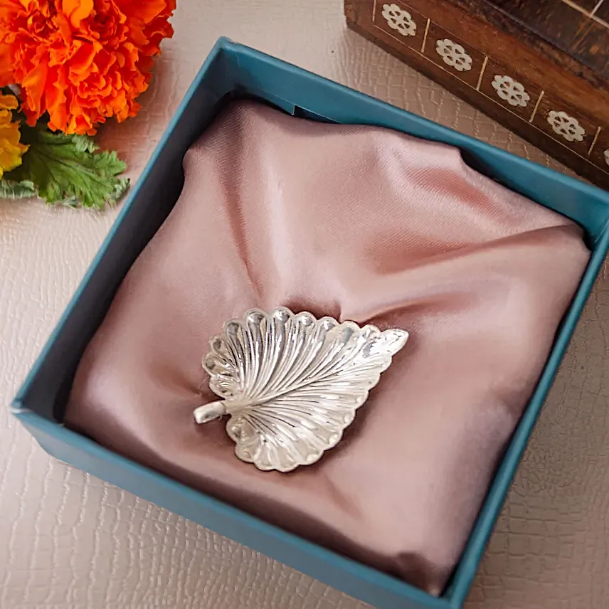 925 Sterling Silver Mini Leaf Prasad Plate