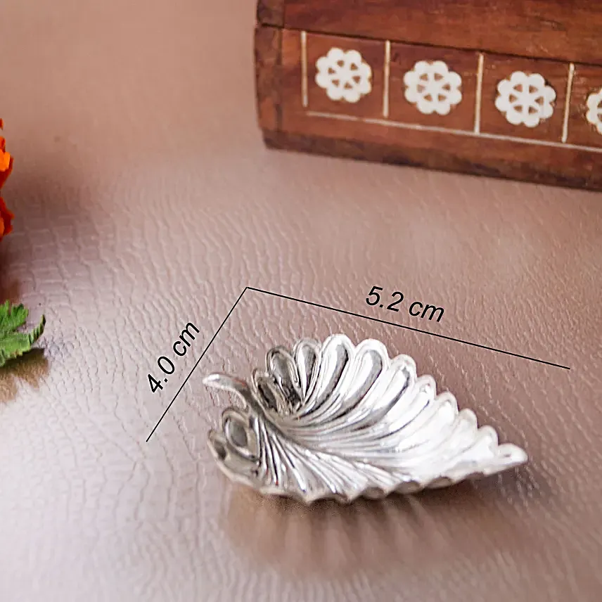 925 Sterling Silver Mini Leaf Prasad Plate