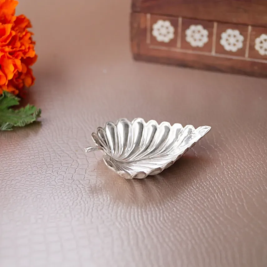 925 Sterling Silver Mini Leaf Prasad Plate