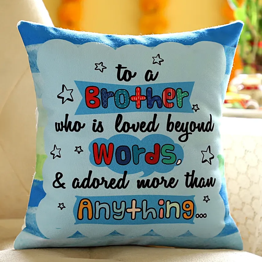 Online Printed Hindi Wishes Cushion For Brother