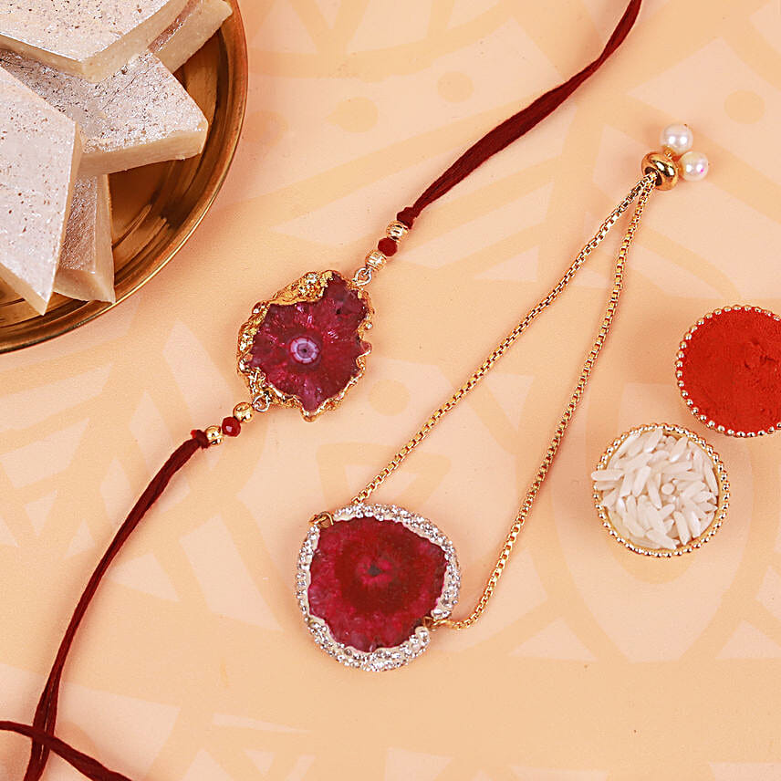 Agate Stone Rakhi Lumba Combo