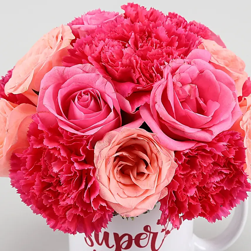 Alluring Flowers In Mug For Super Mom