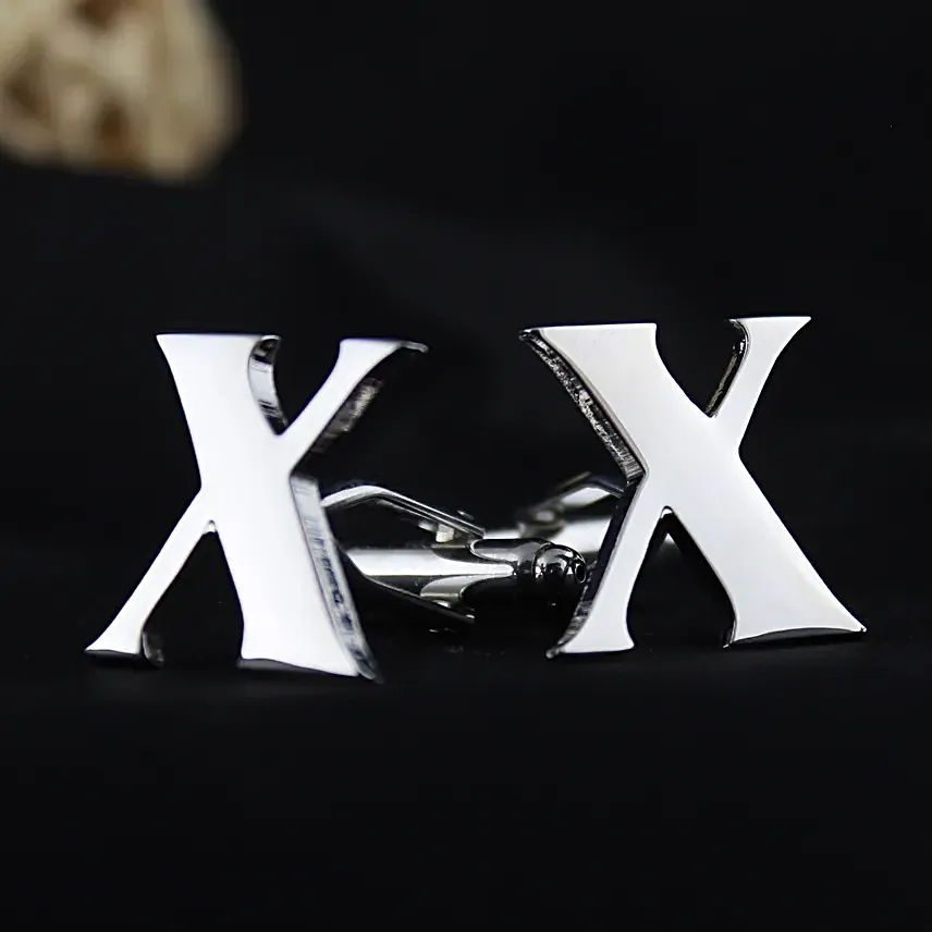 Alphabet X Silver Cufflink Set