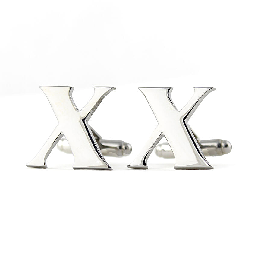 Alphabet X Silver Cufflink Set