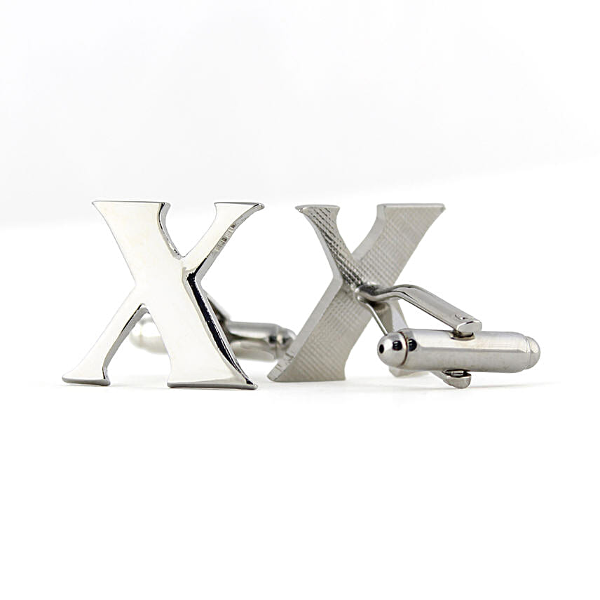 Alphabet X Silver Cufflink Set