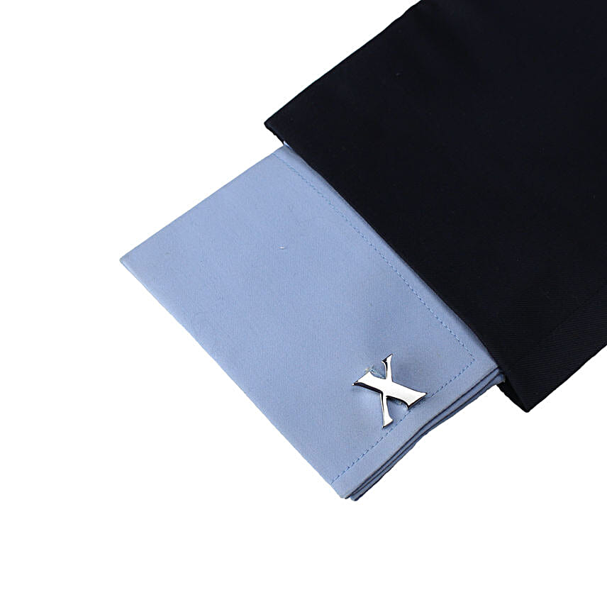 Alphabet X Silver Cufflink Set