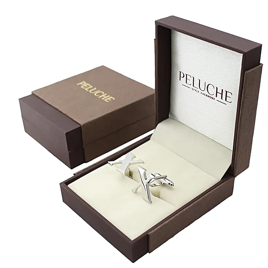 Alphabet X Silver Cufflink Set