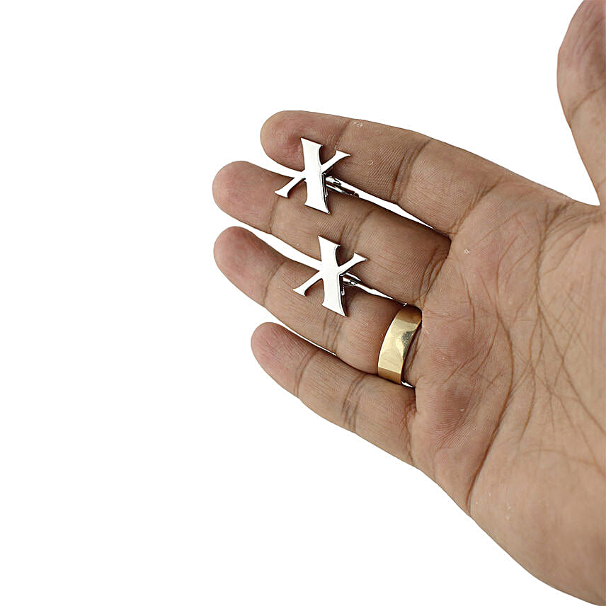 Alphabet X Silver Cufflink Set